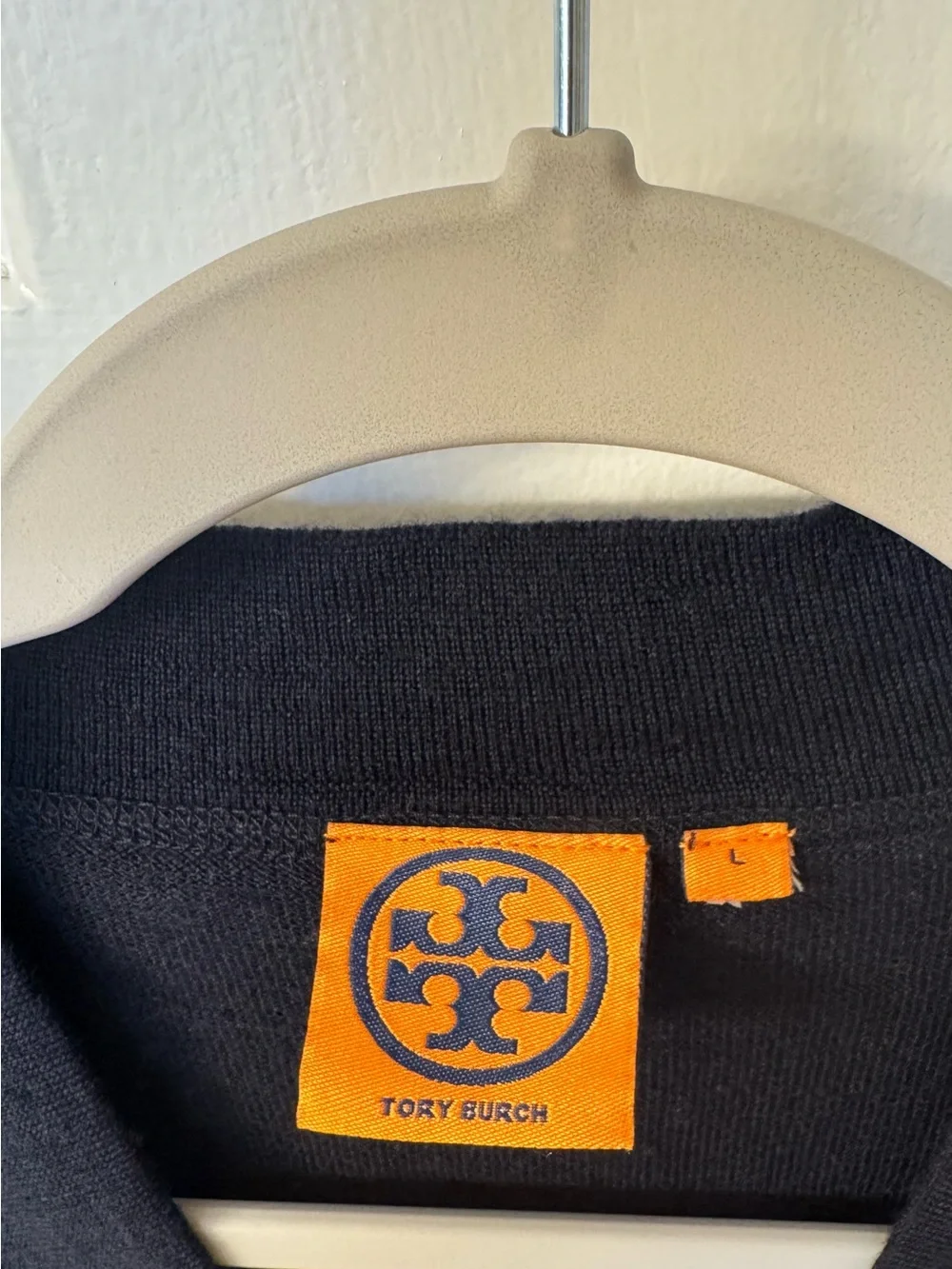 Tory Burch Navy Cardigan with Gold Logo Buttons